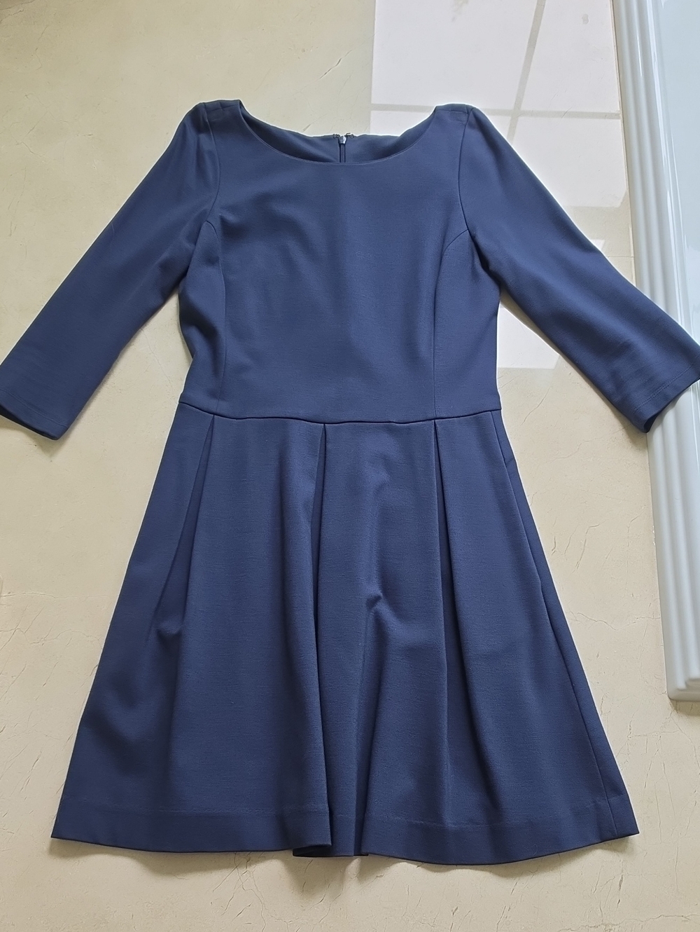 Banana Republic Navy Three-Quarter Sleeve Fit-and-Flare Dress